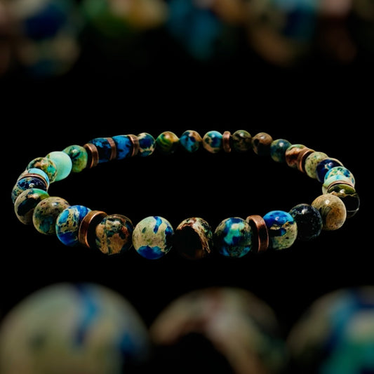 Ocean Blue Sea Sediment Jasper Bracelet