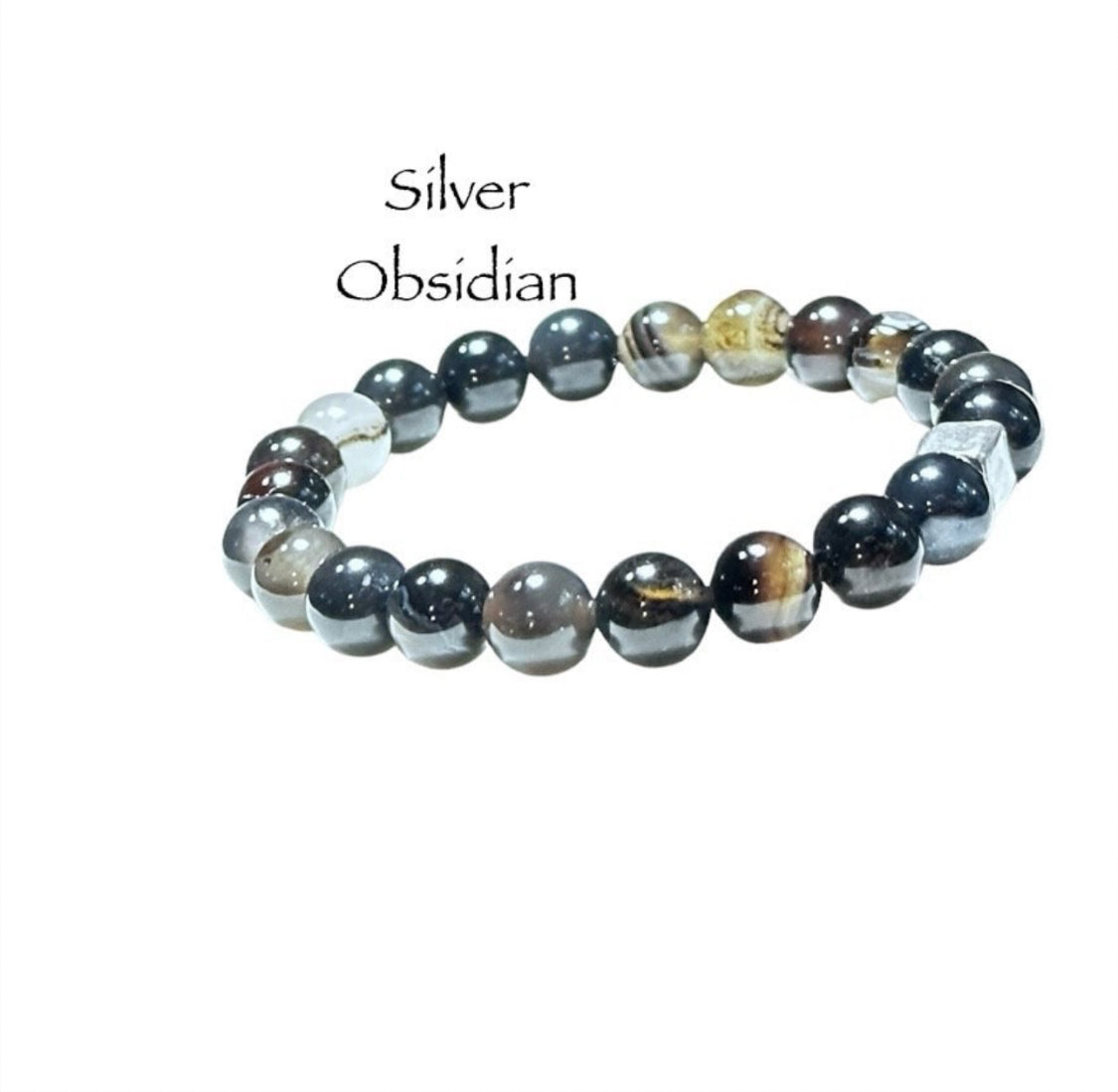 Silver Obsidian Gemstone Bracelet