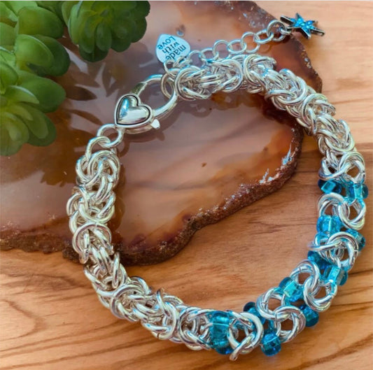 Byzantine Chain Maille With glass beads