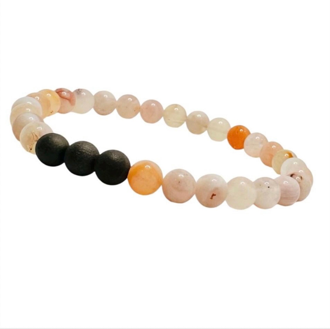 Cherry Blossom & Black Agate Gemstone Bracelet