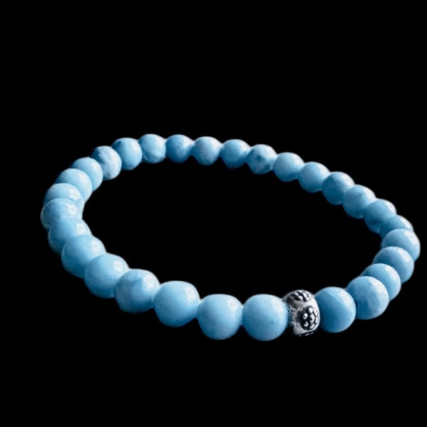 Larimar Bracelet with Hill Tribe Silver Bead