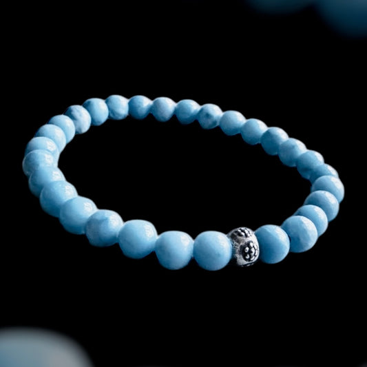 Larimar Bracelet with Hill Tribe Silver Bead