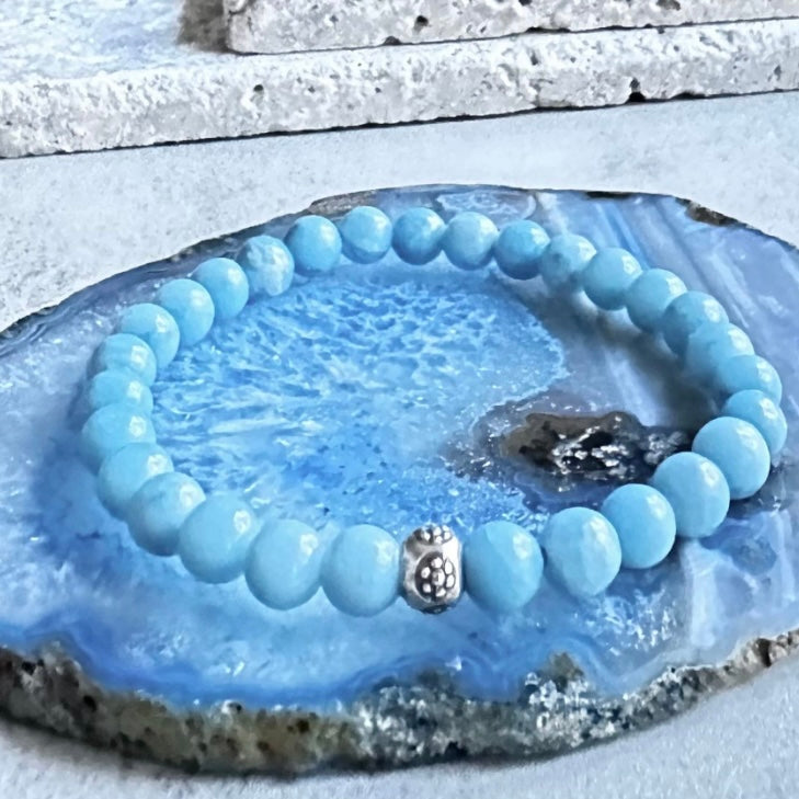 Larimar Bracelet with Hill Tribe Silver Bead