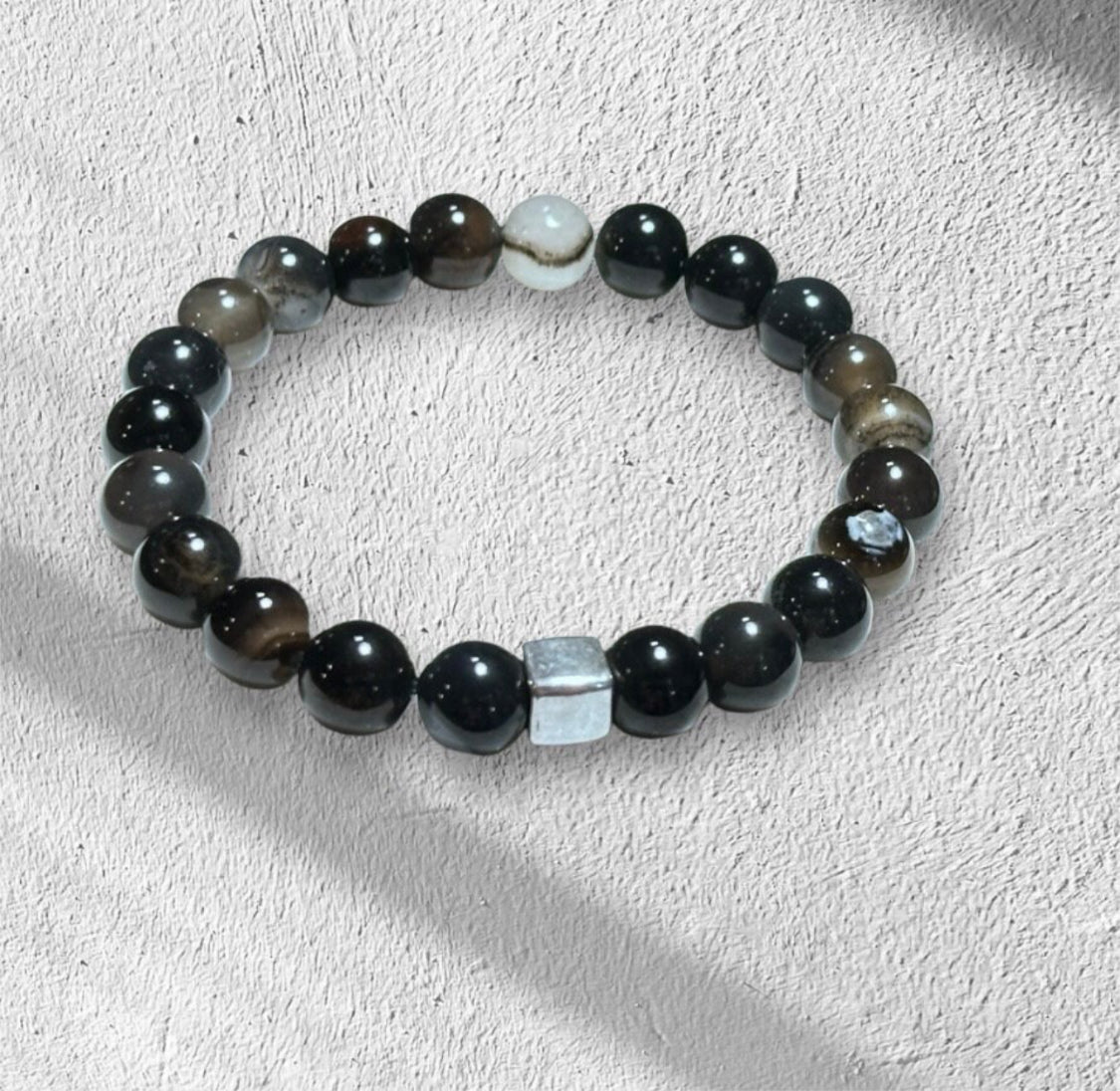 Silver Obsidian Gemstone Bracelet