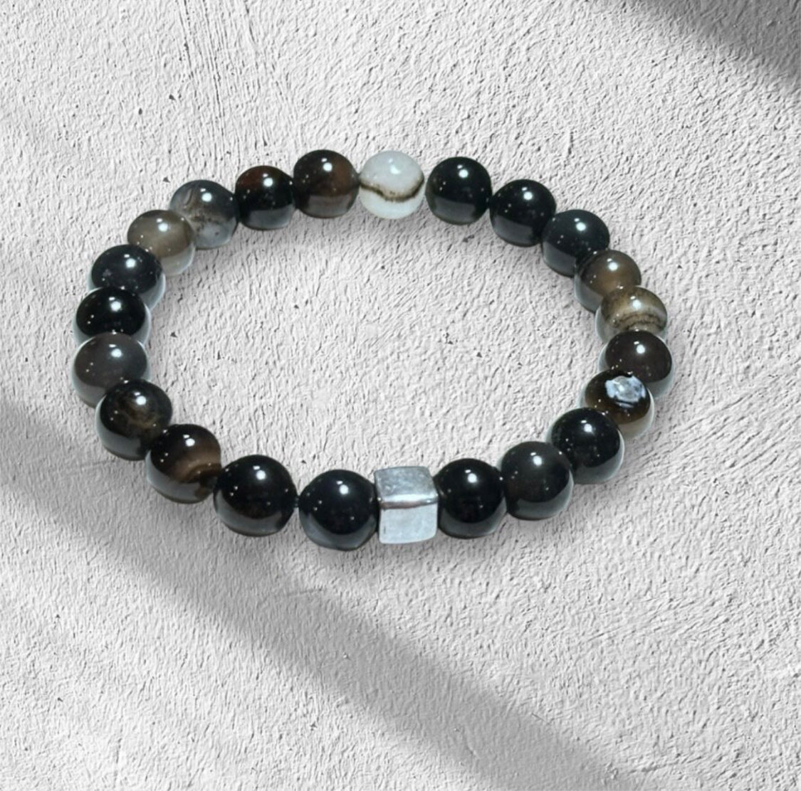 Silver Obsidian Gemstone Bracelet