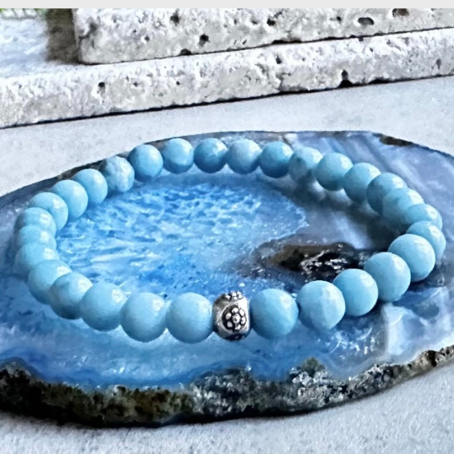 Larimar Bracelet with Hill Tribe Silver Bead