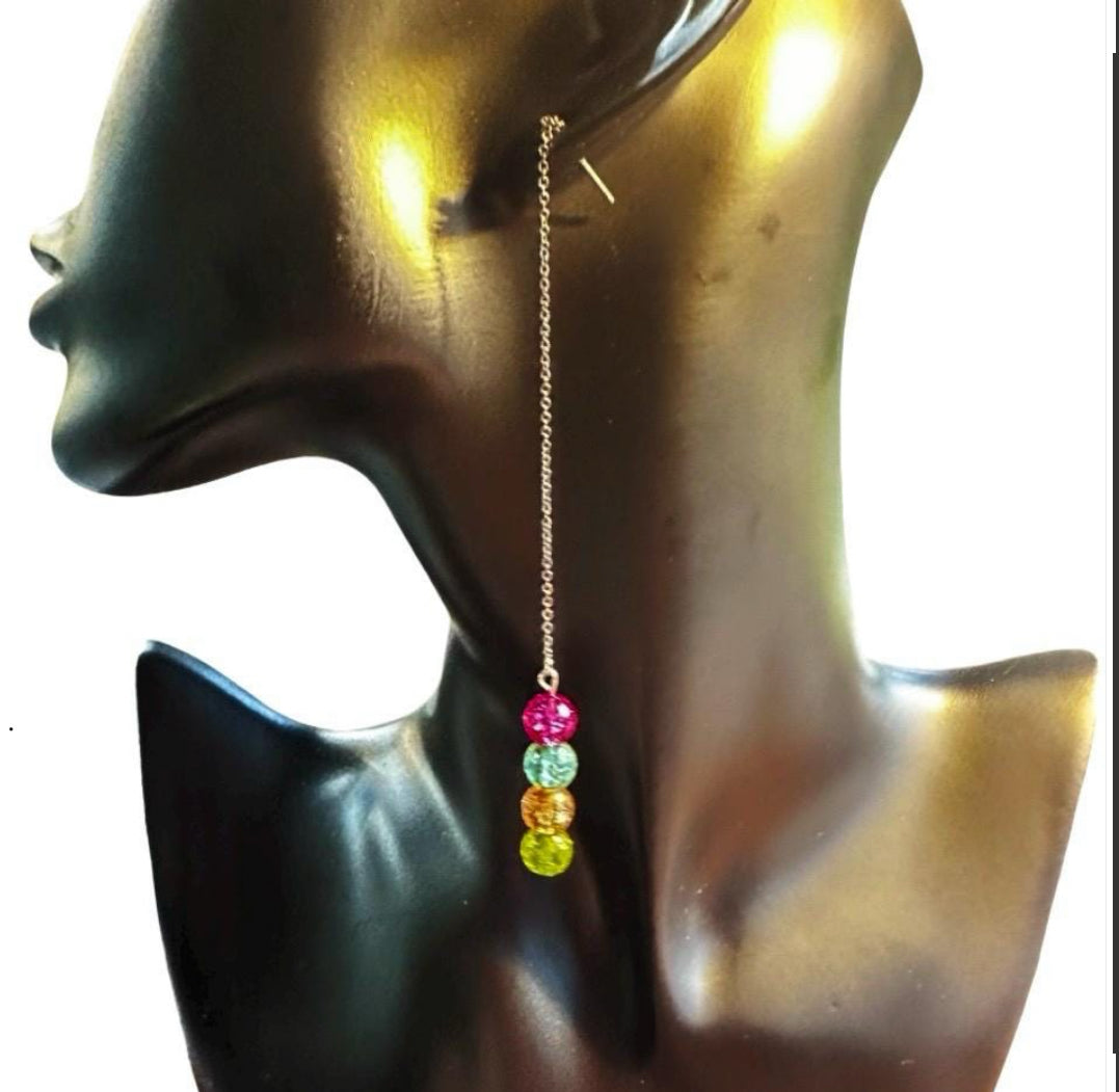 Watermelon Tourmaline Threader Earrings