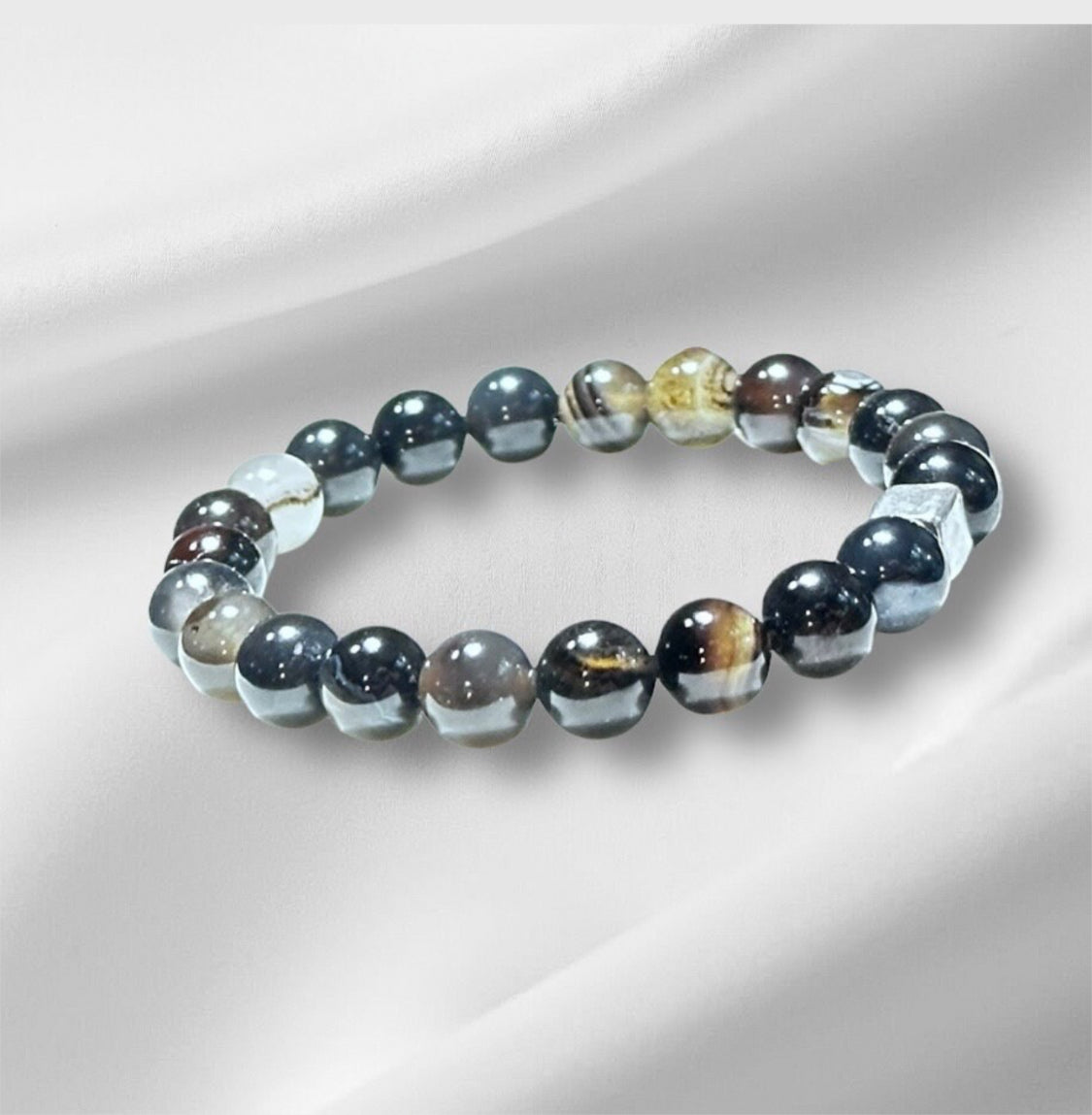 Silver Obsidian Gemstone Bracelet