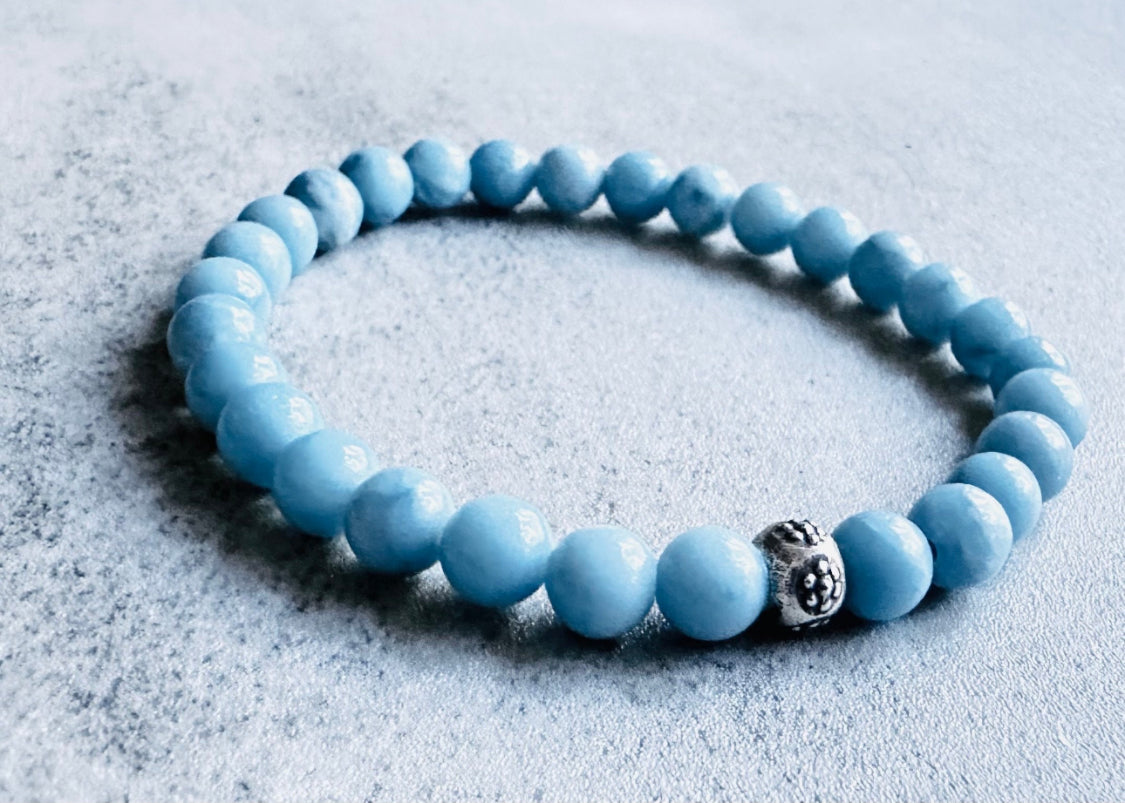 Larimar Bracelet with Hill Tribe Silver Bead