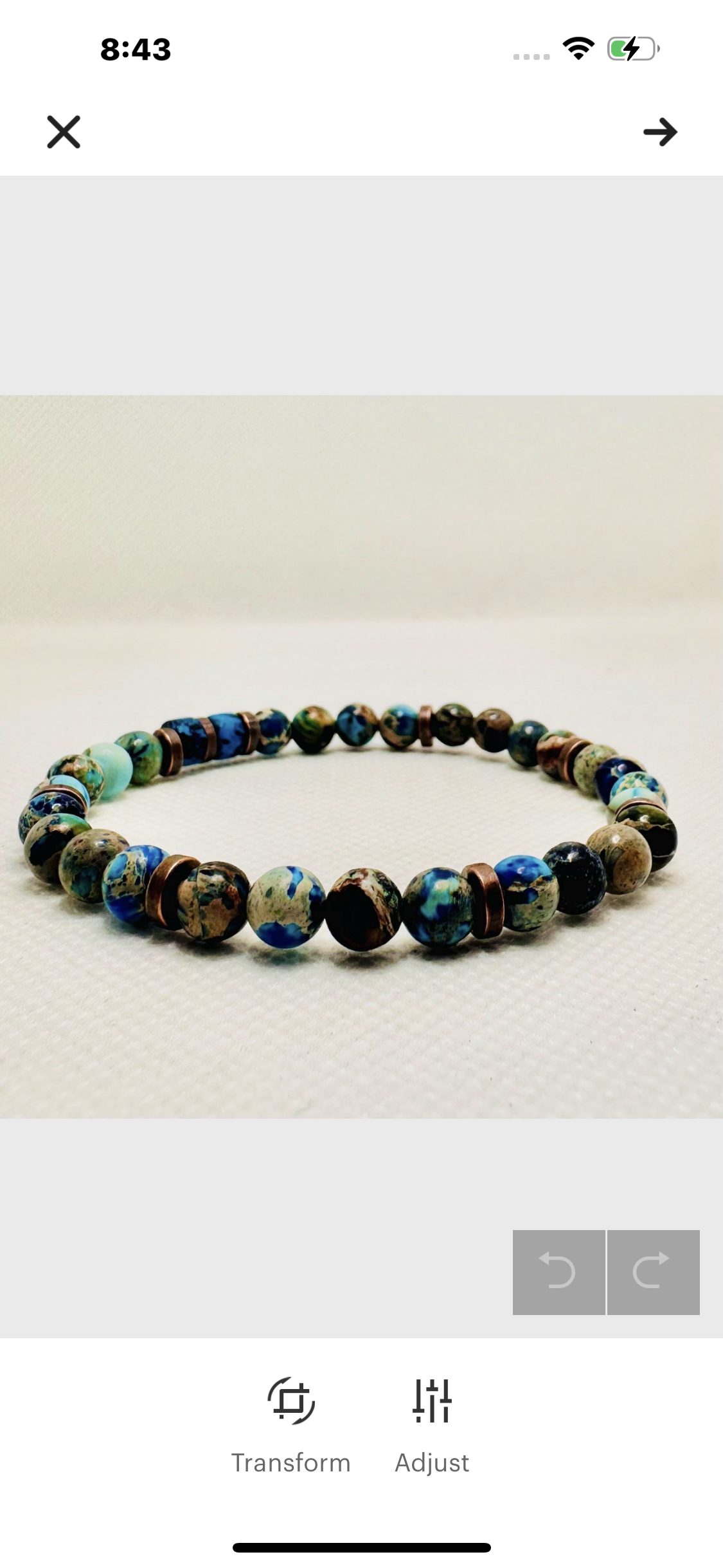 Ocean Blue Sea Sediment Jasper Bracelet